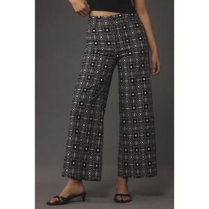 Maeve The Ettie High Rise Crop Wide Leg Pants Black White Pattern Boho Size 25‎